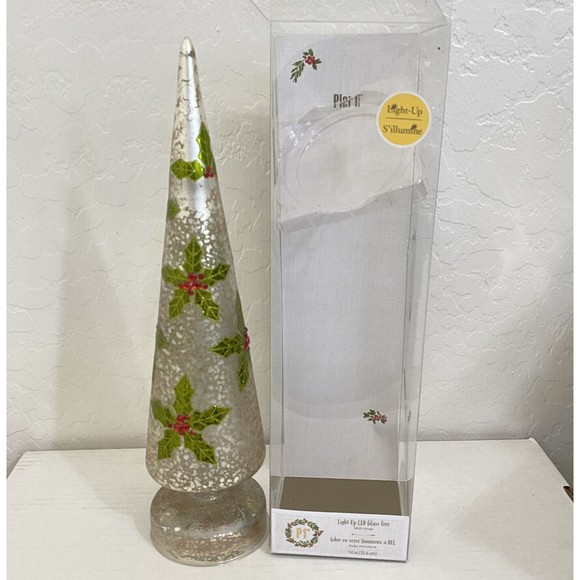 Pier 1 Holiday Pier Imports 14 Mercury Glass Led Lighted Christmas Tree Holly With Timer